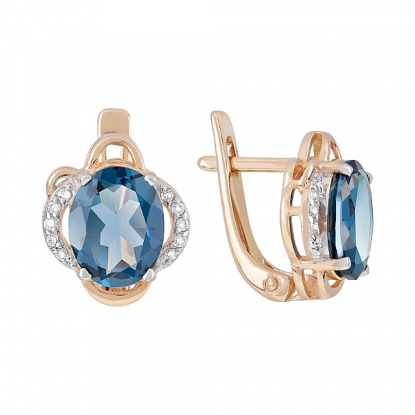 Золотые серьги с топазом и фианитом № 119629