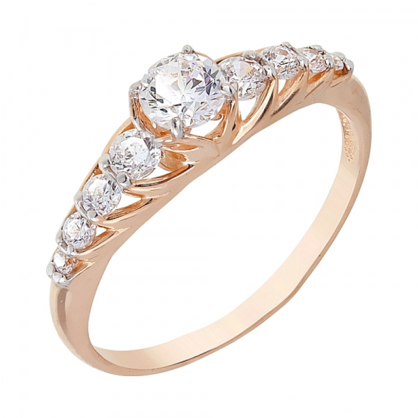 Золотое кольцо с фианитами № 116374