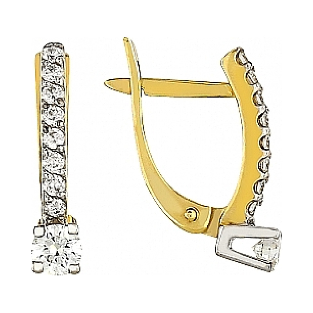 Золотые серьги с бриллиантом № 99260