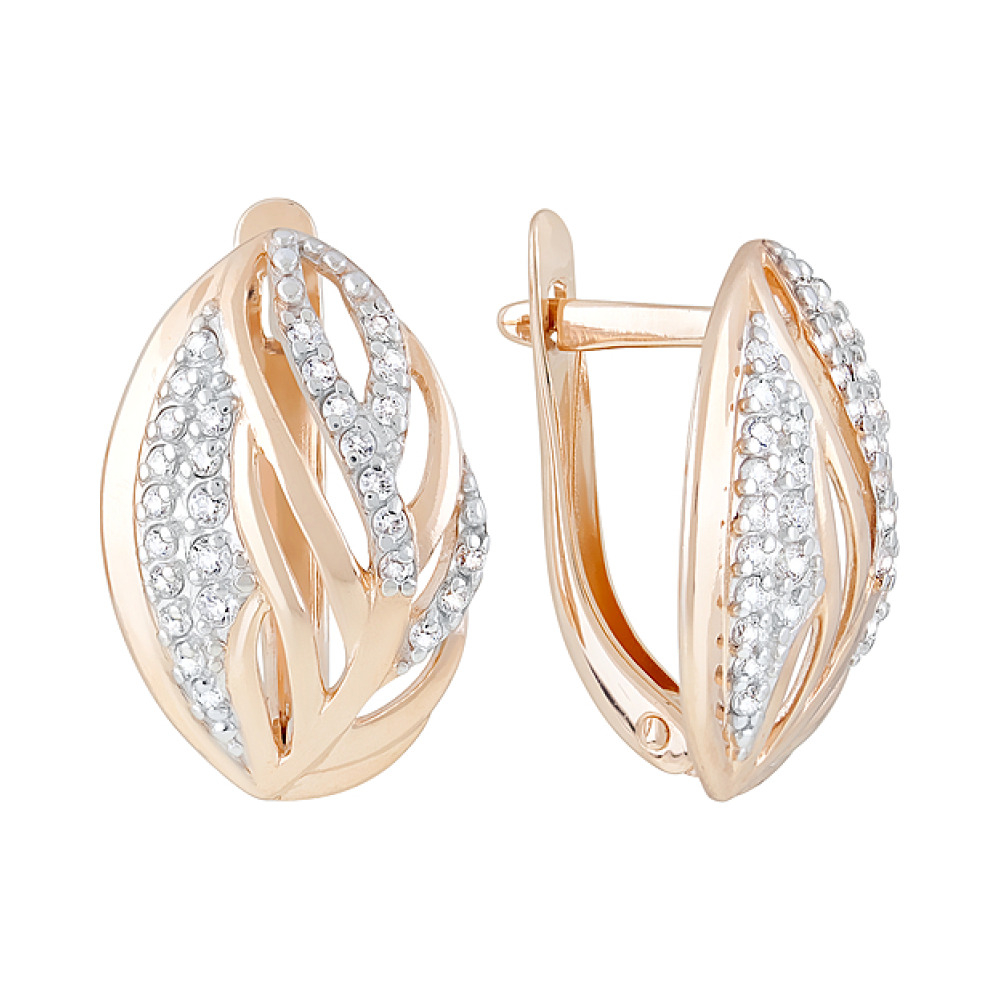 Золотые серьги с фианитами № 122271