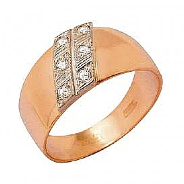 Золотое кольцо с фианитом ч № 6017