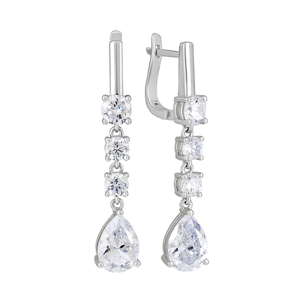Серебряные серьги с фианитами № 127706