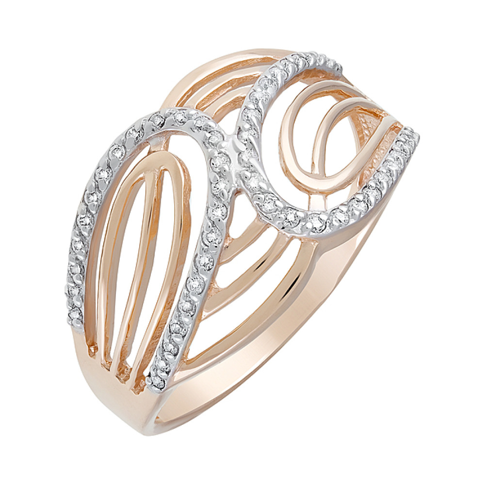 Золотое кольцо с фианитами № 126113