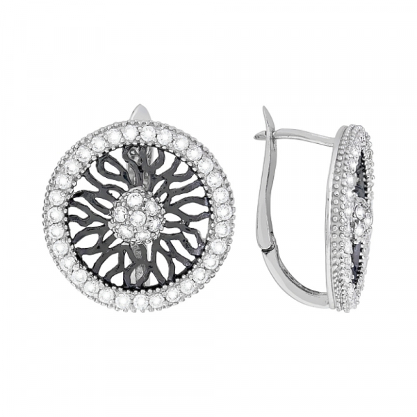 Серебряные серьги с фианитами № 95165