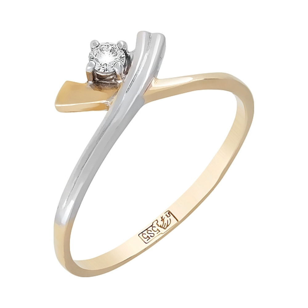 Золотое кольцо с бриллиантом № 102955