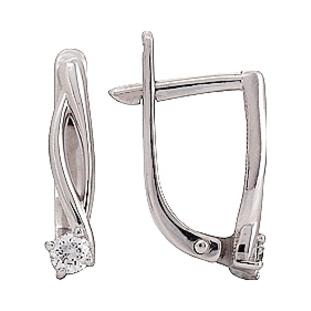 Золотые серьги с бриллиантом № 114654