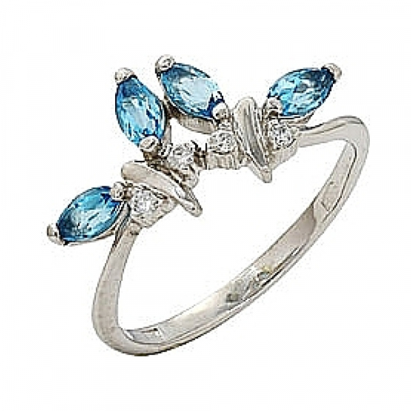 Серебряное кольцо с топазом и фианитами № 71919