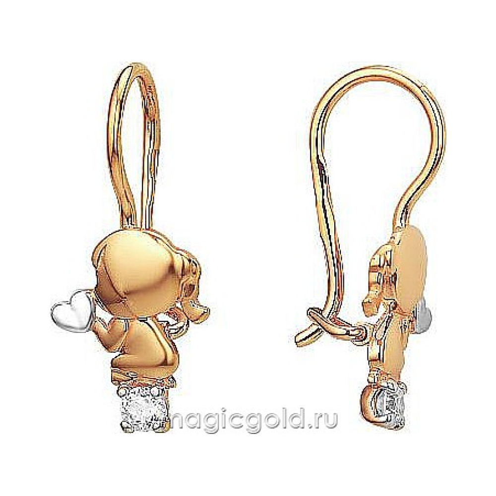 Золотые серьги с фианитом № 173843