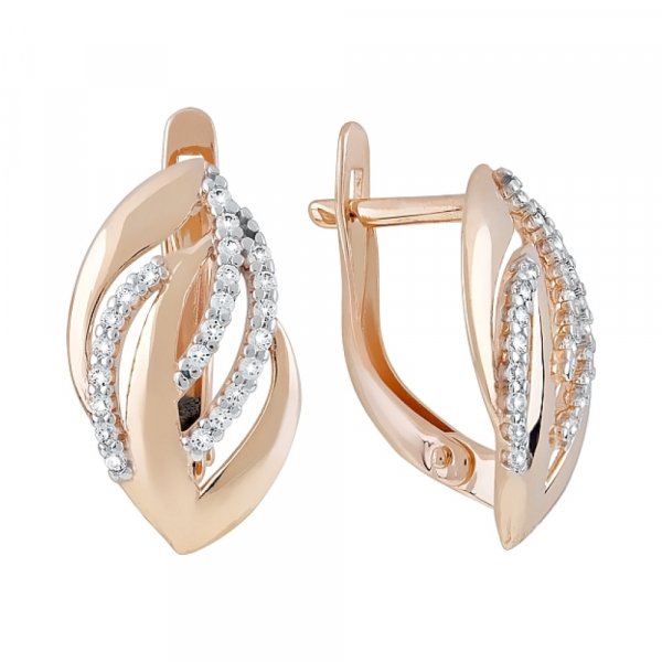 Золотые серьги с фианитами № 121420