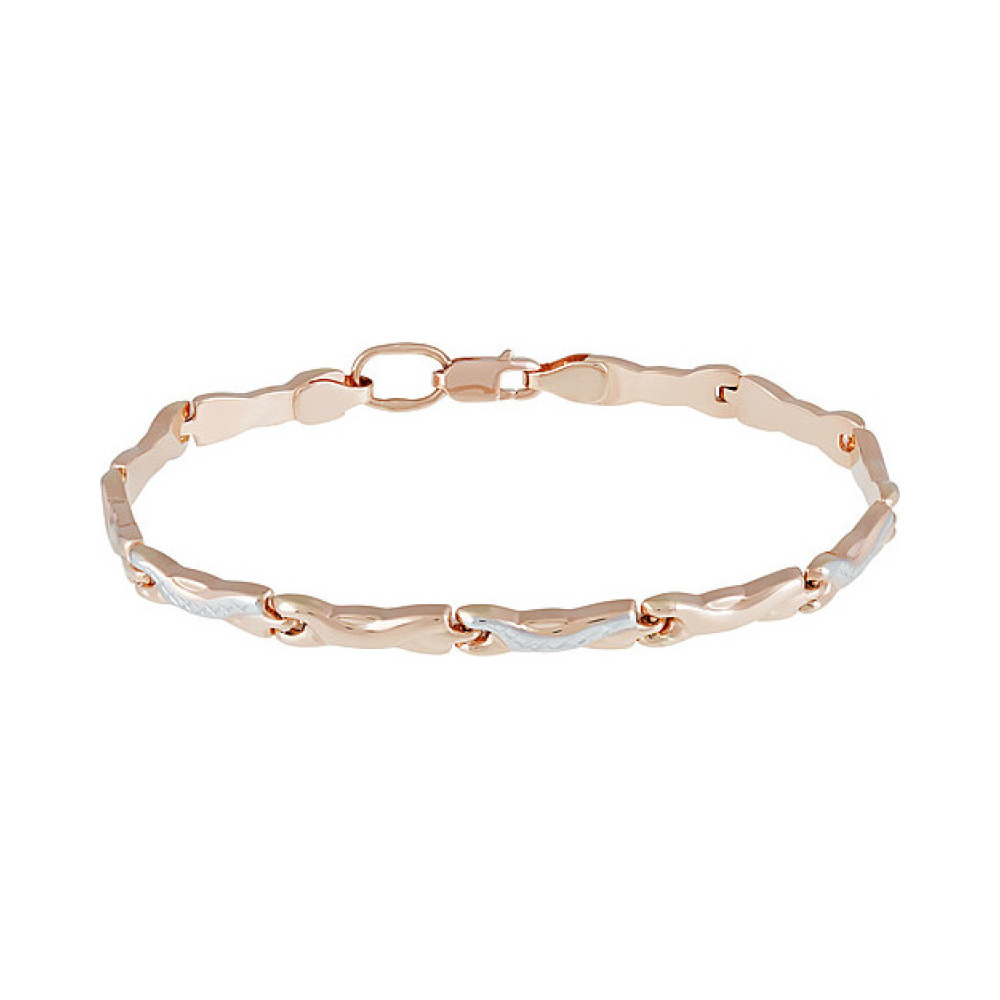 Золотой браслет без камня с алмазкой № 136861