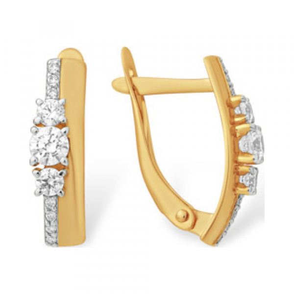 Золотые серьги с фианитом № 163206