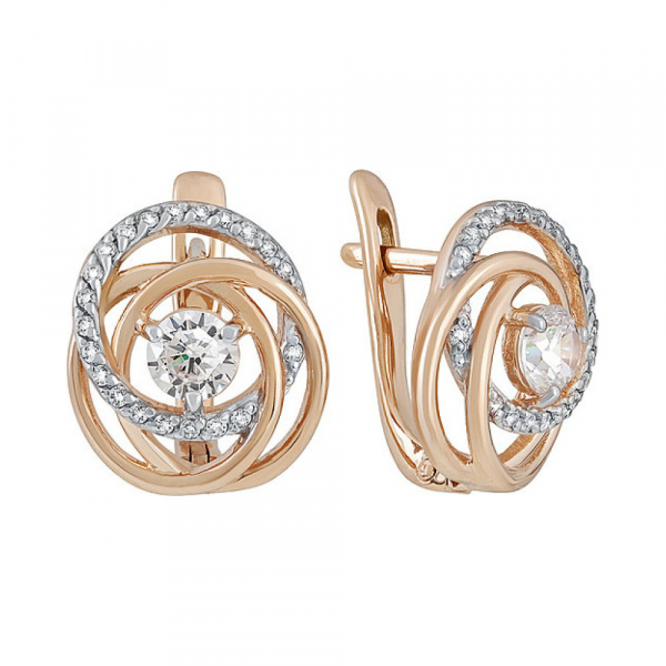 Золотые серьги с фианитом № 134761