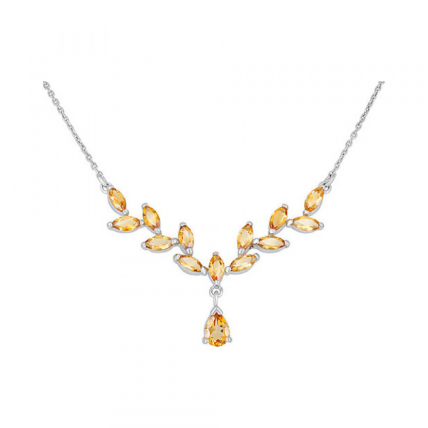 Серебряное колье с цитрином № 123910