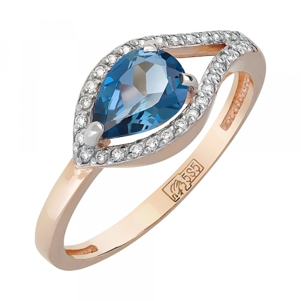 Золотое кольцо с топазом и фианитом № 119543