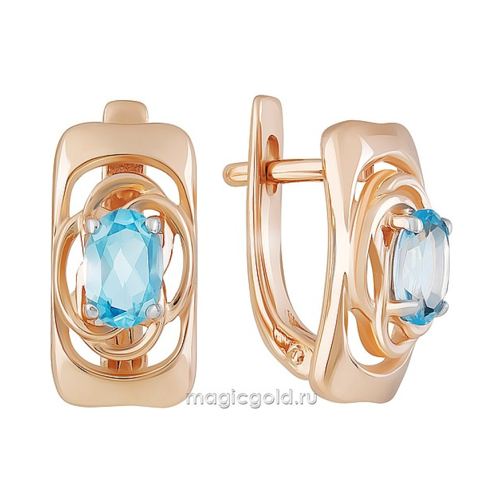 Золотые серьги с топазом № 159622