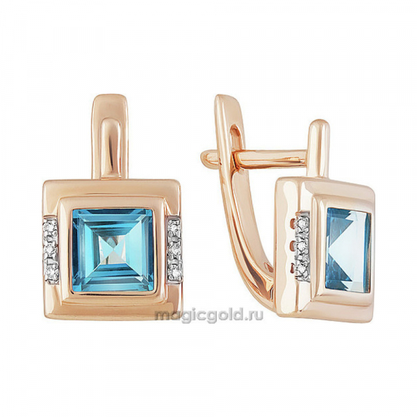 Золотые серьги с топазом и фианитом № 160552