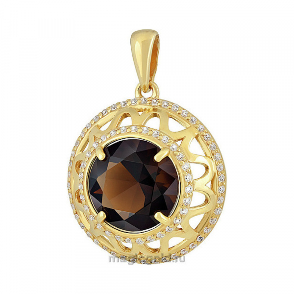 Серебряная подвеска с алпанитом, фианитом и золотым покрытием № 135058