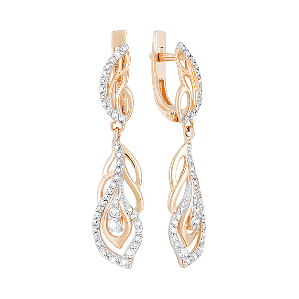 Золотые серьги с фианитом № 129795