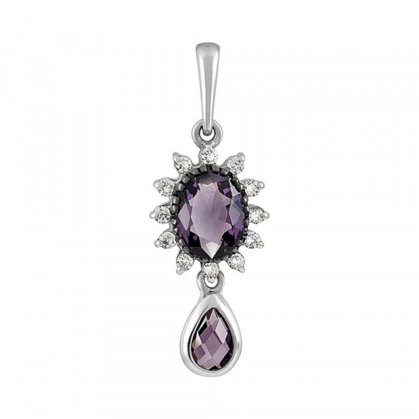 Серебряная подвеска с алпанитом и фианитом черн.покр № 135344