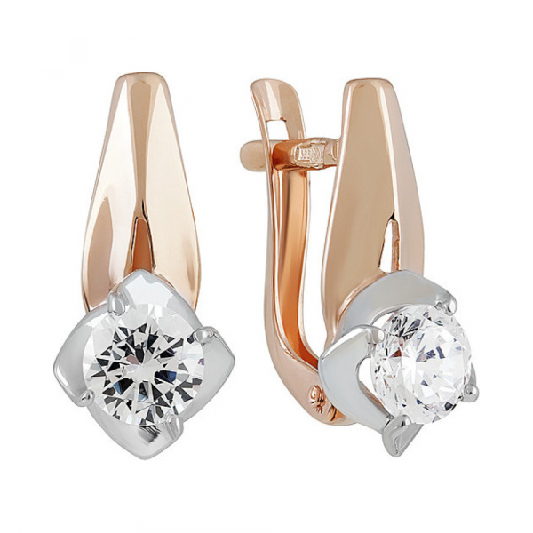 Золотые серьги с фианитом № 137924