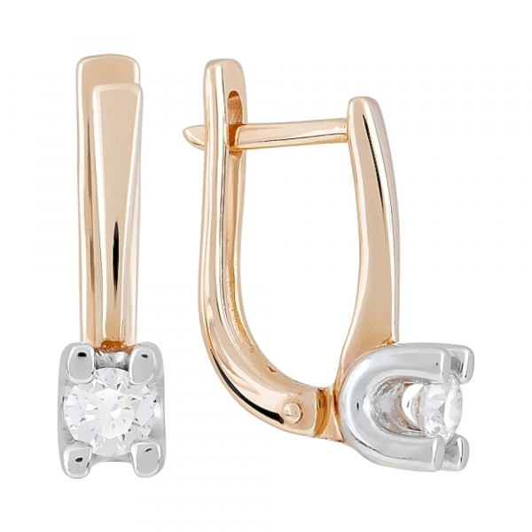 Золотые серьги с бриллиантом № 77314