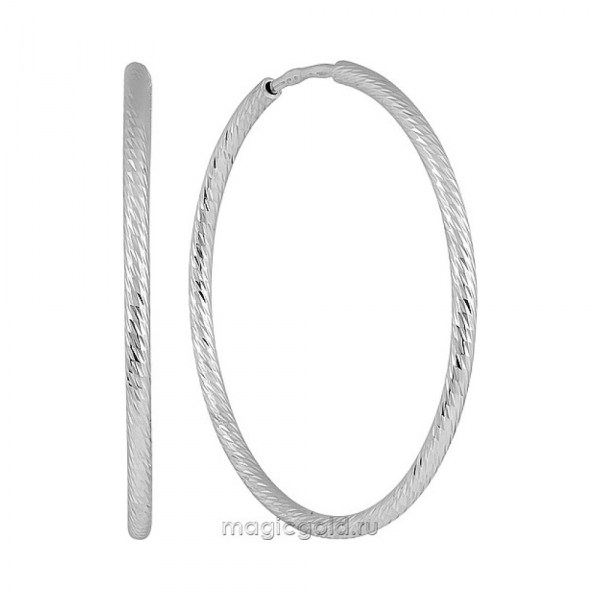 Серебряные серьги конго с алмазной гранью № 135861