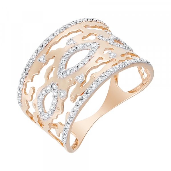 Золотое кольцо с фианитом № 129818