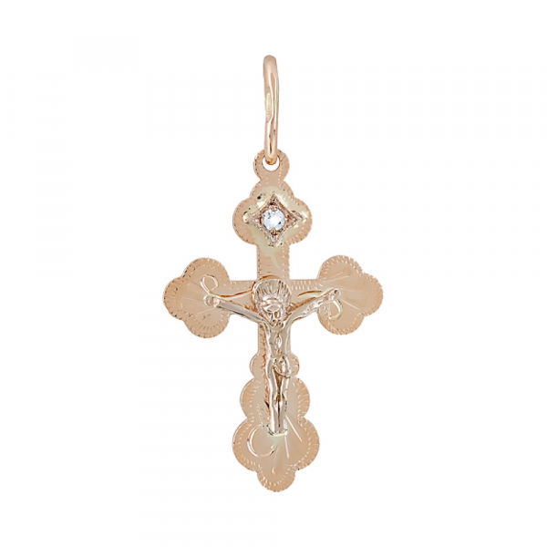 Крест с ручной разгравировкой с фианитом № 97110