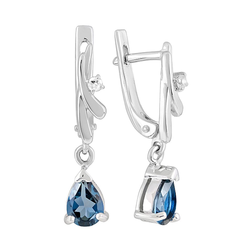 Золотые серьги с топазом и фианитом № 115506