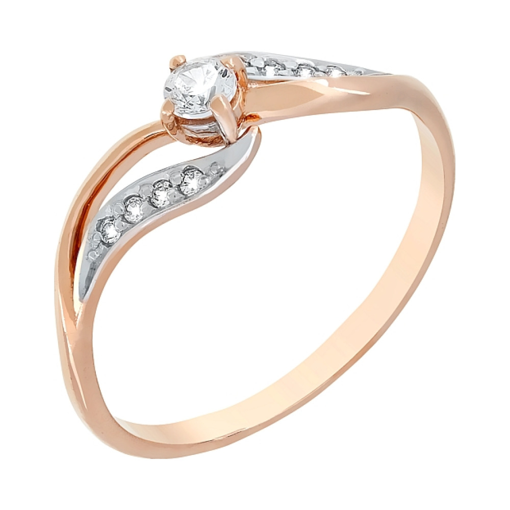 Золотое кольцо с фианитами № 107783