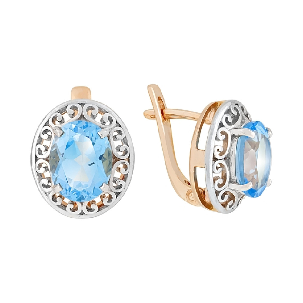 Золотые серьги с топазом № 52008