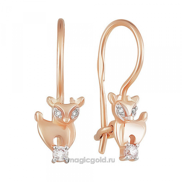 Золотые серьги с фианитом № 163225