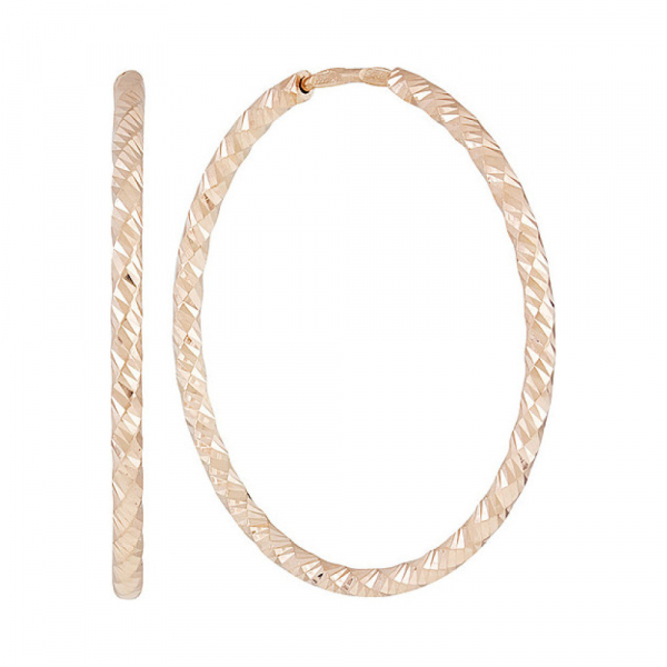 Золотые серьги без камня с алмазкой № 133893