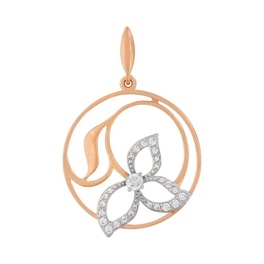 Золотая подвеска с фианитами № 104112