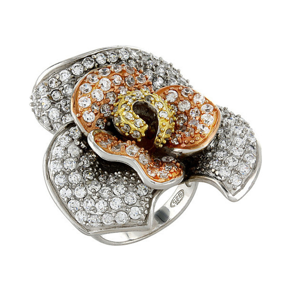 Серебряное кольцо с фианитом № 82617