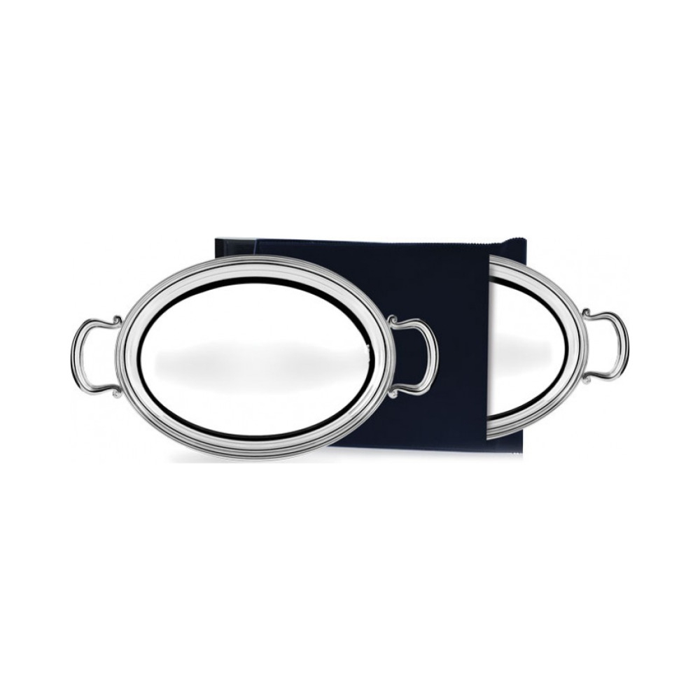 Серебряный поднос овальный «Джентльмен» с ручками 30х37