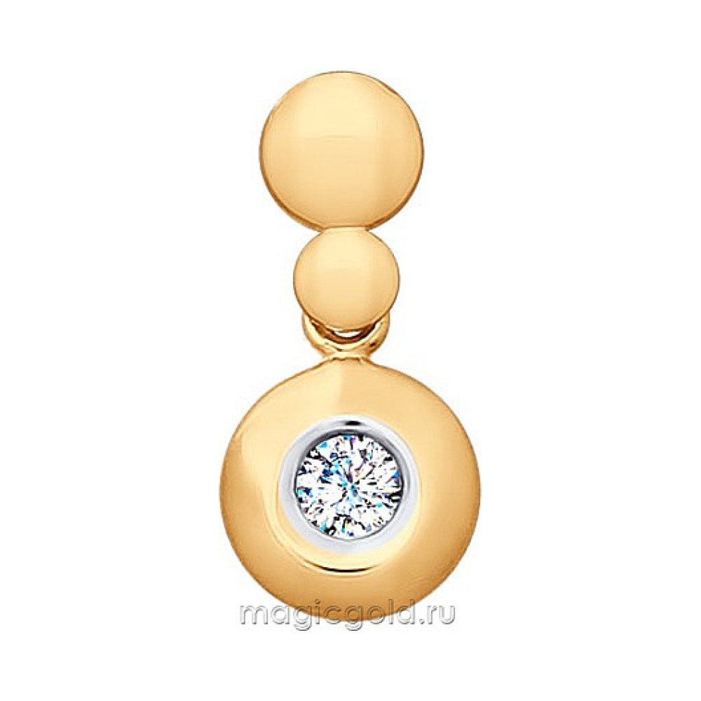 Золотая подвеска с фианитом № 163971