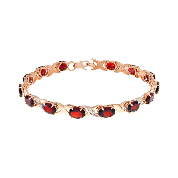 Золотой браслет с гранатом и фианитом № 103723