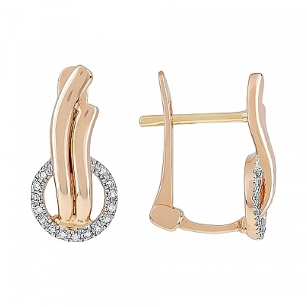 Золотые серьги с бриллиантом № 114860