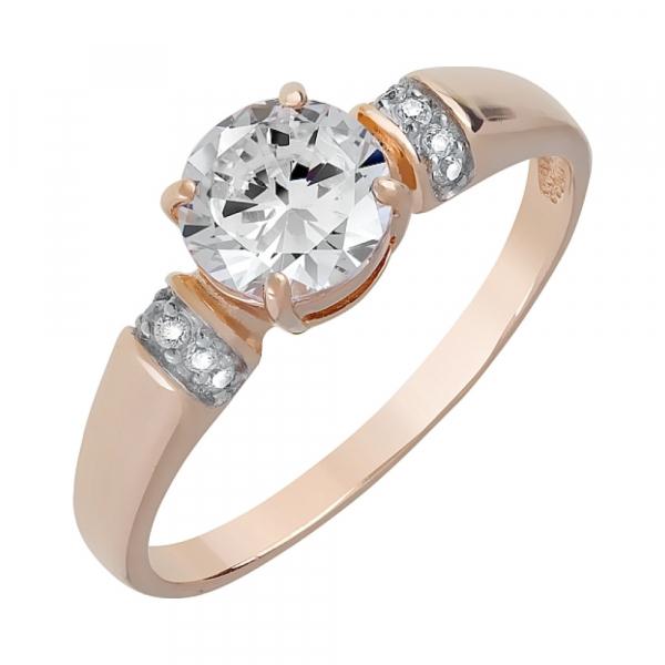 Золотое кольцо с фианитами № 120678