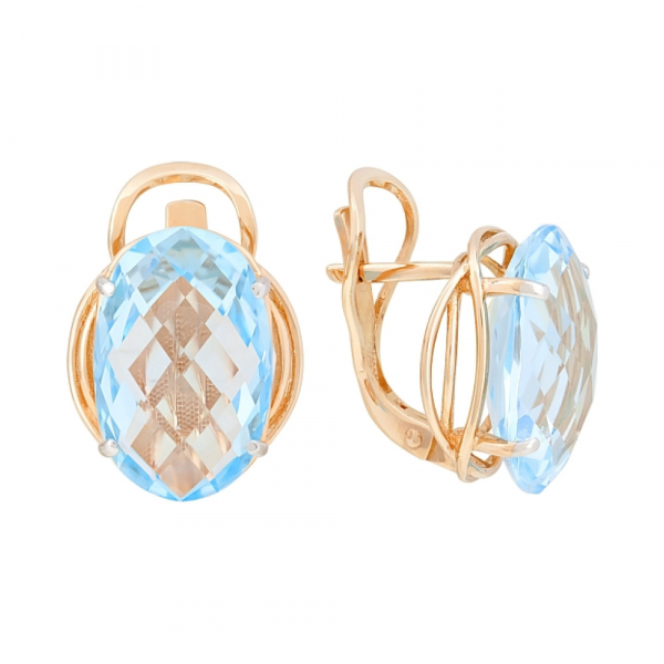 Золотые серьги с топазом № 105568