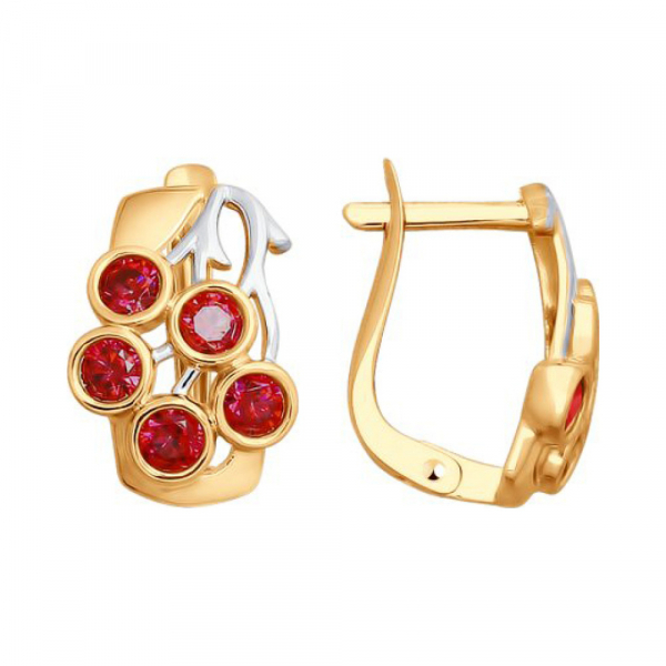 Золотые серьги с фианитом № 158675