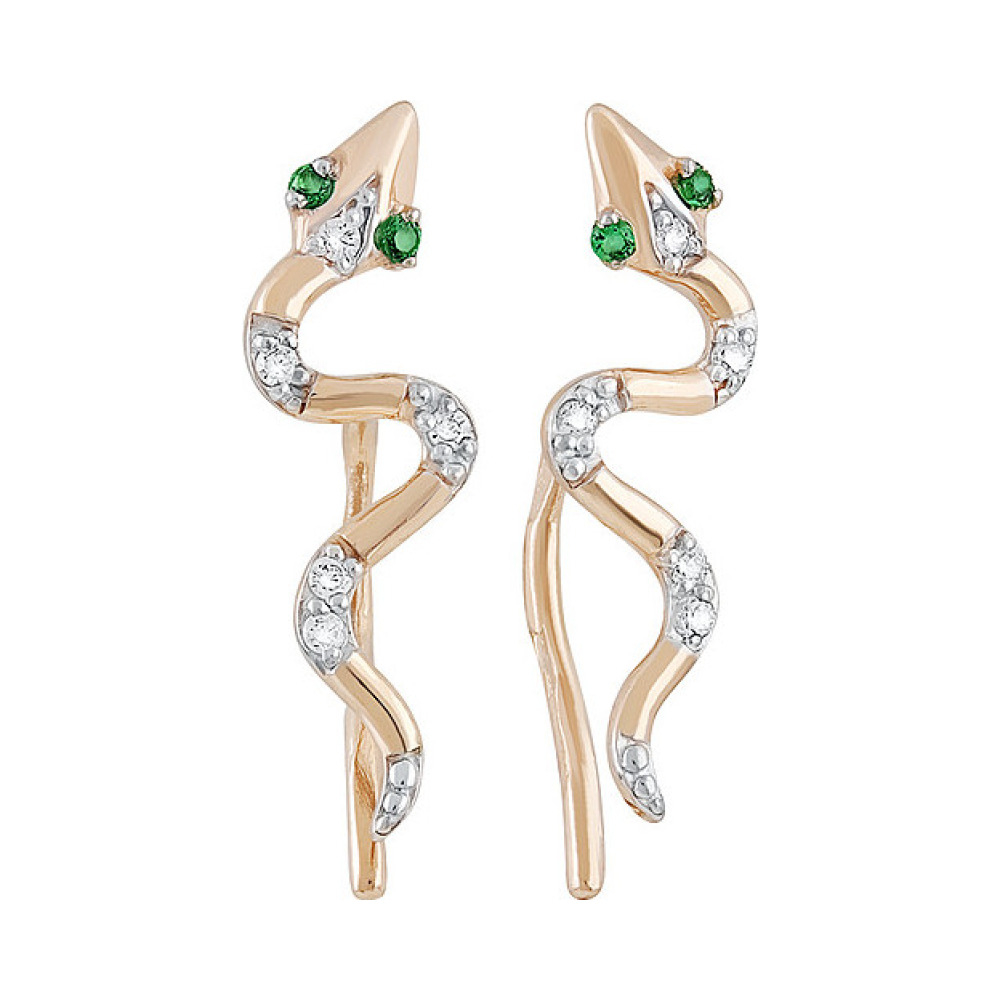 Золотые серьги с фианитом № 133467