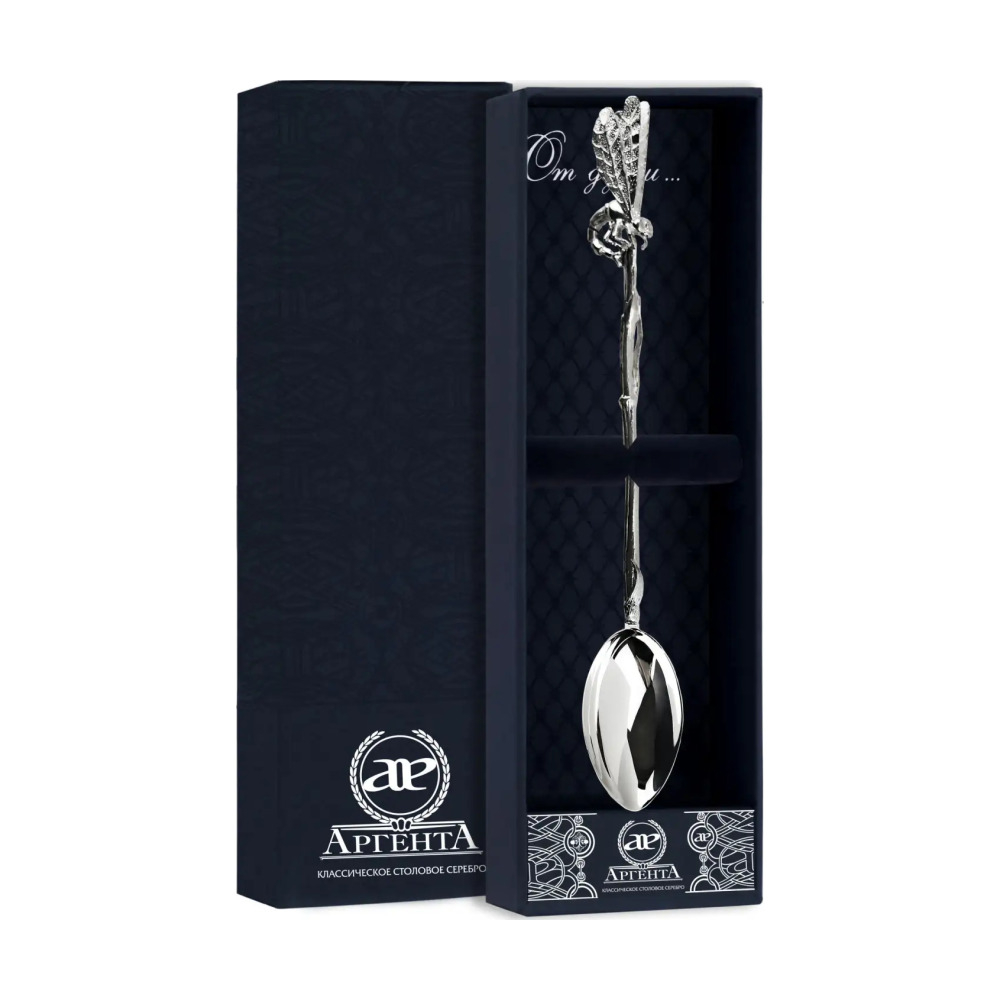 Ложка для размешивания кофе Стрекоза из серебра 925 пробы