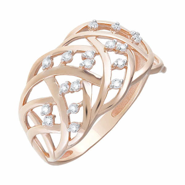 Золотое кольцо с фианитом № 126385