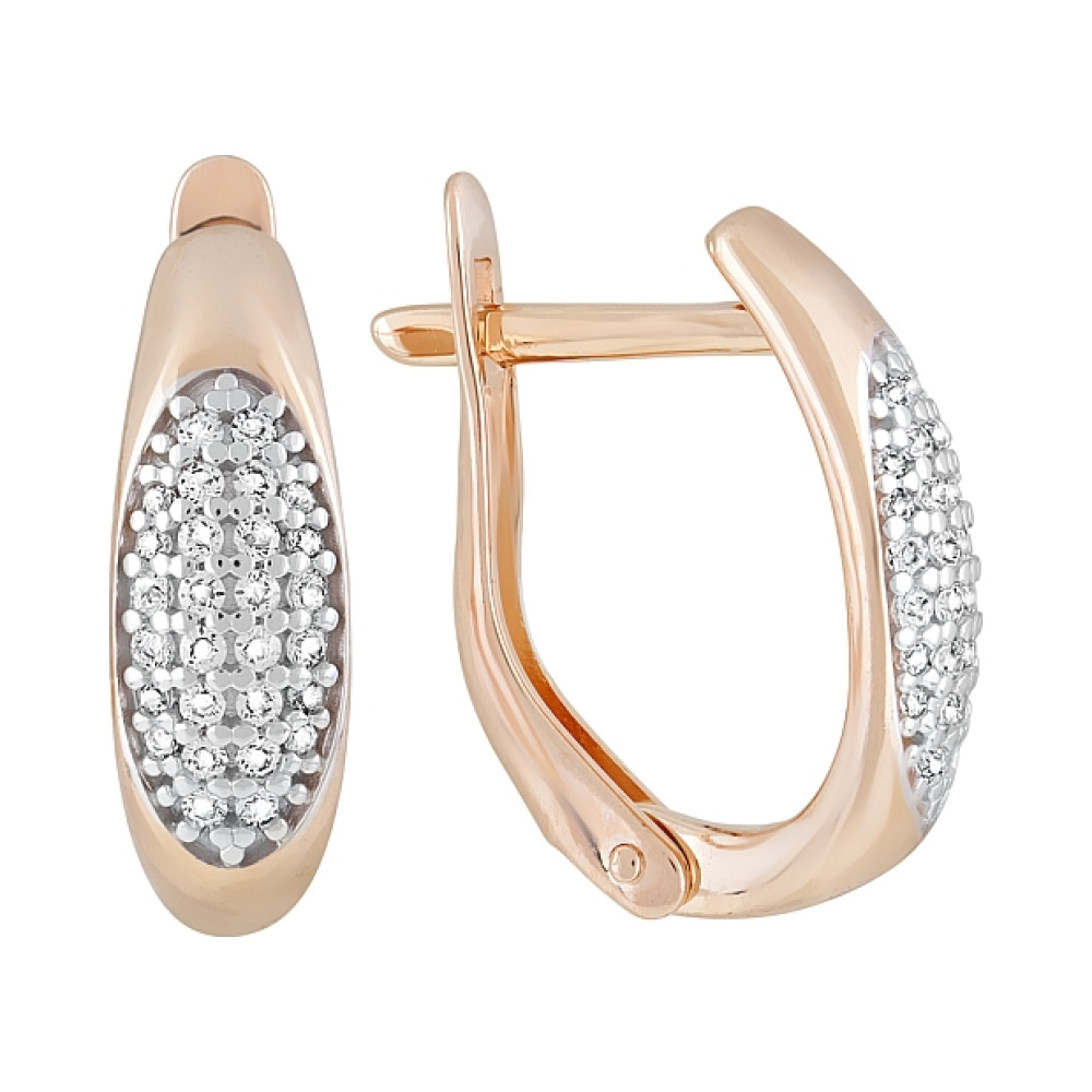 Золотые серьги с фианитами № 122216