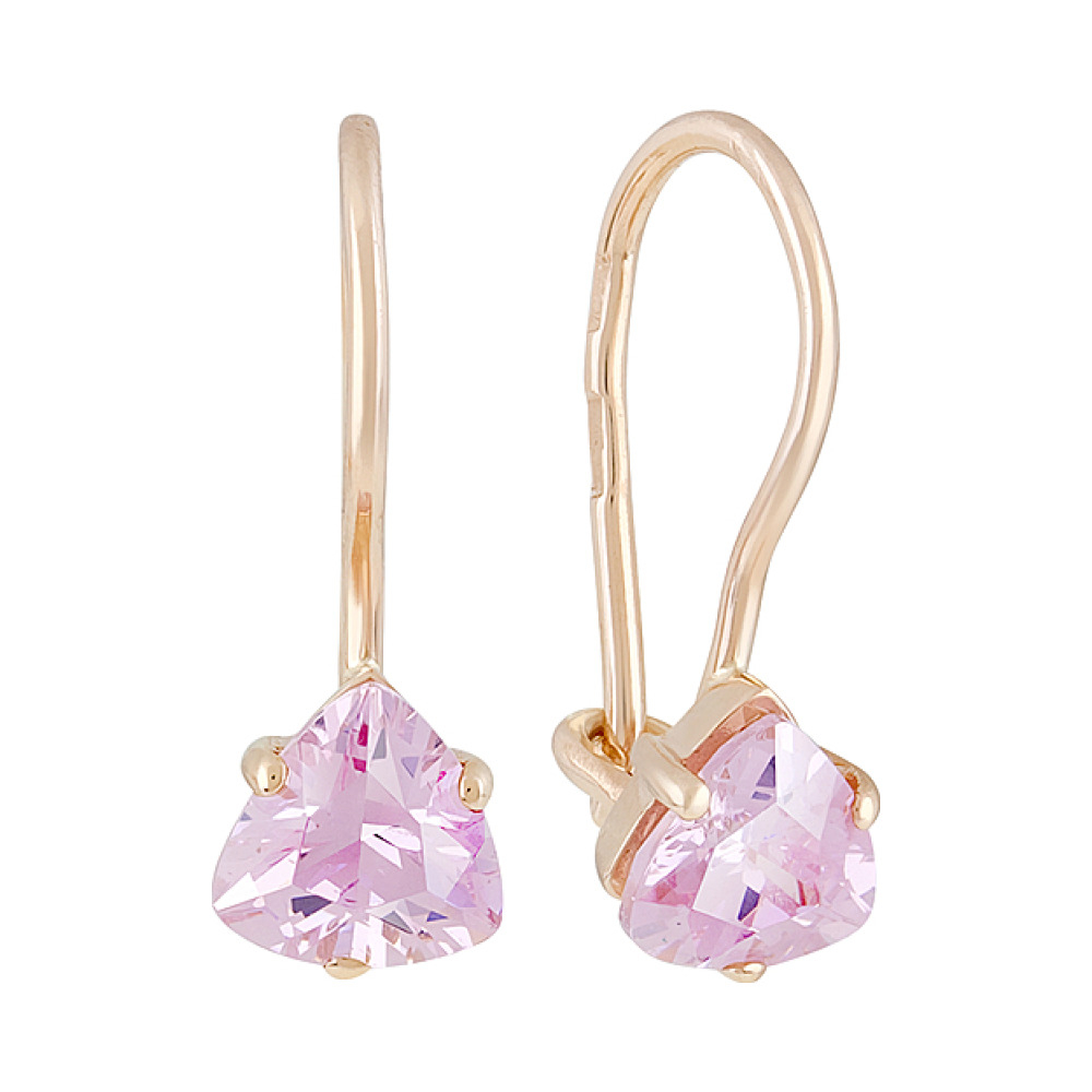 Золотые серьги с фианитом № 127737