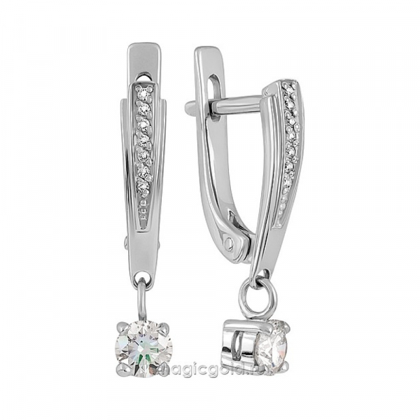 Золотые серьги с бриллиантом № 161078