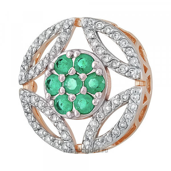 Золотая подвеска с бриллиантом и изумрудом № 141612