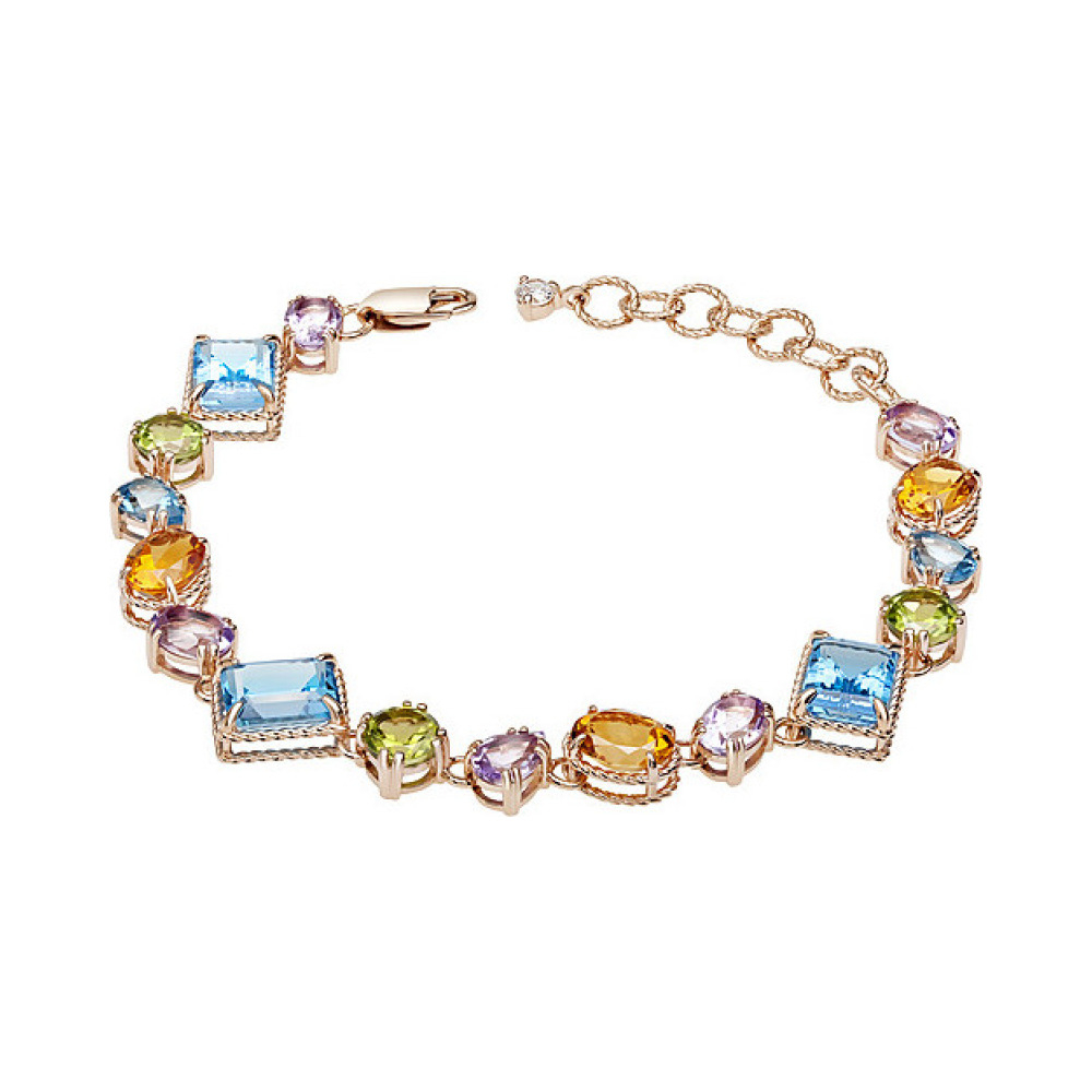 Золотой браслет с полудраг. вставками и фианитом № 126970